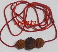 Kartikeya Pendant (Indonesian Beads) in Red Thread